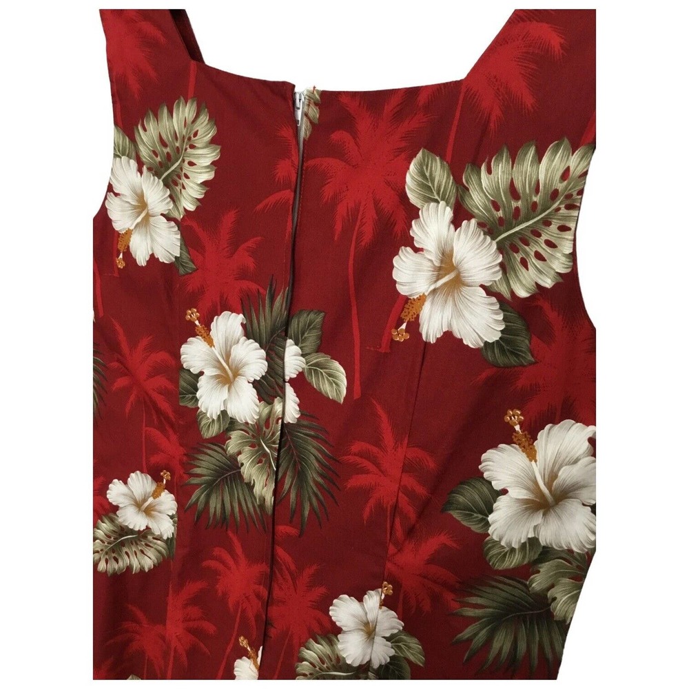 New Pacific Legend Tropical Hibiscus Monstera Hawaiian Tank Maxi Dress Red XL - Picture 10 of 11